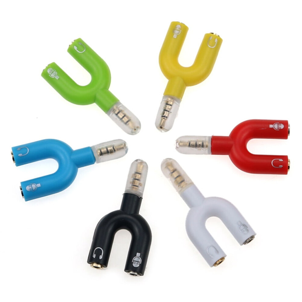 Susuchens 3.5Mm Earphone Microphone Audio Splitter U Shape 1 To 2 Stereo Converter Adapter Black 9399596997179