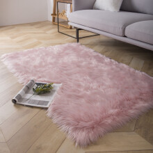 Phantoscope Deluxe Soft Faux Sheepskin Fur Collection Decorative Home Decor Modern Area Rug, Pink