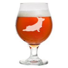 16 oz Belgian Beer Tulip Glass Stemmed Beer Glass Corgi Yoga