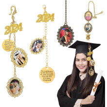 Custom Graduation Tassel Charm with Photo, Compatible with Cap Decorations, 2024 Class Gift - Miayilima