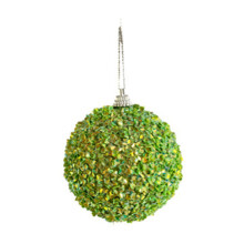 Yhmxh 4pc 3.14" Christmas Tree Ornaments, Glitter Shatterproof Plastic Baubles for Xmas Decor, Holiday, Wedding - Green