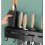 Stainless Steel Wall Mounted Knife Holder 60cm MultiFunction Kitchen Storage Rack Silver 5