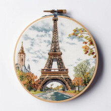 Counted Cross Stitch Kit 11CT Eiffel Tower, compatible with DIY Embroidery Supplies, 12" Hoop Included (60-A)