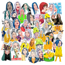Singer Billie Eilish Laptop Stickers, Pop Music Super Star Graffiti Stickers for Fans, 2 Sets