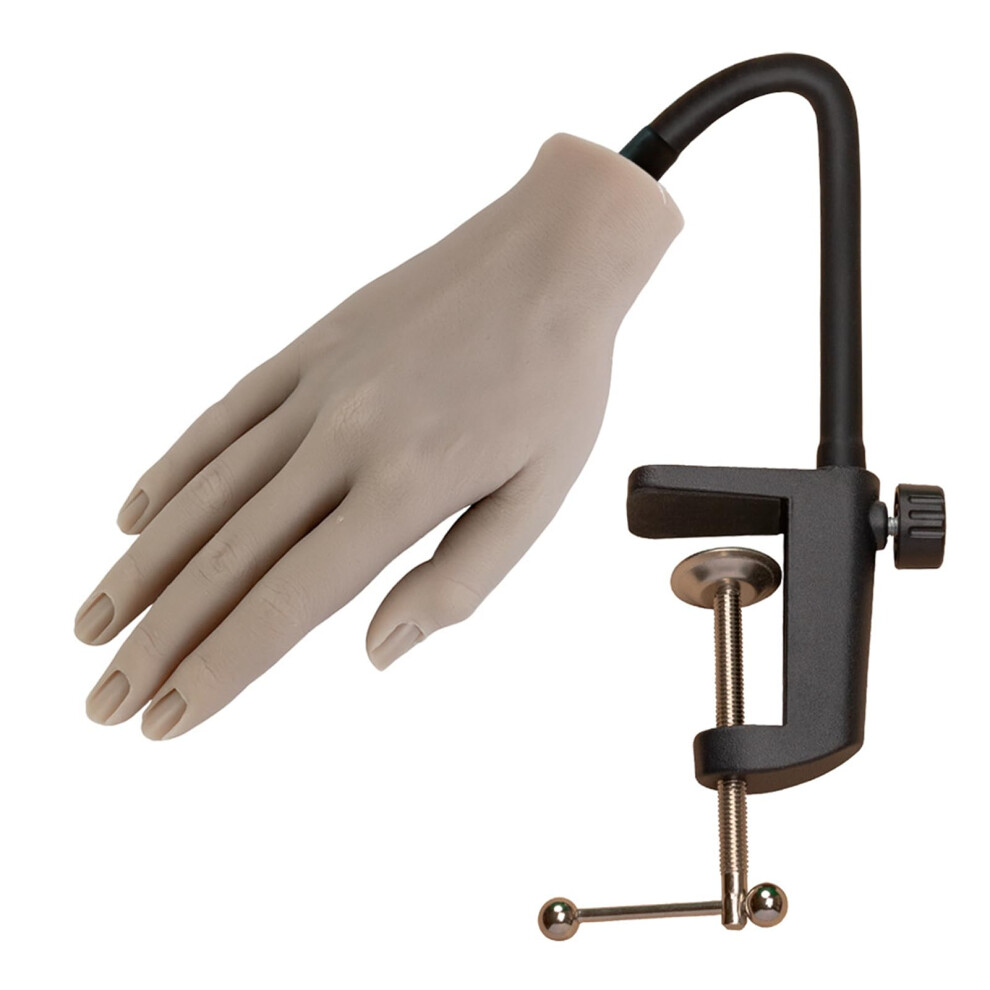 Nail Practice Hand Left Silicone Mannequin with Realistic Skin Texture and Flexible Grip