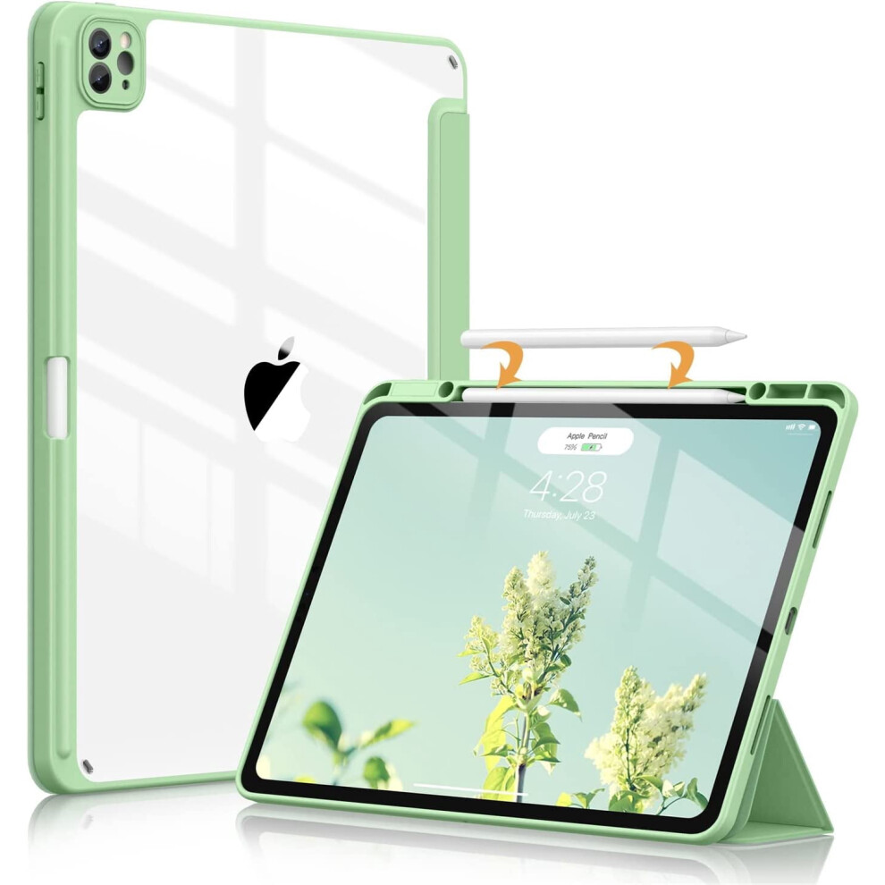 Ultra Hybrid Case For Compatible With Ipad Pro 12.9 Inch (6Th/5Th/4Th/3Rd Generation, 2022/2021/2020/2018) - Pencil Holder + Auto 9085618746565