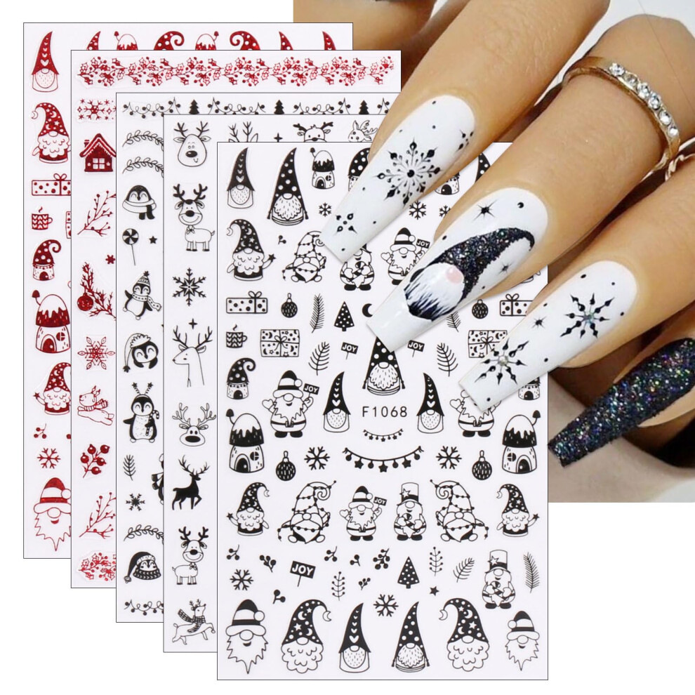Christmas Nail Stickers Decals, 8 Sheets Snowflake Winter Holiday SelfAdhesive Nail Art Accessories