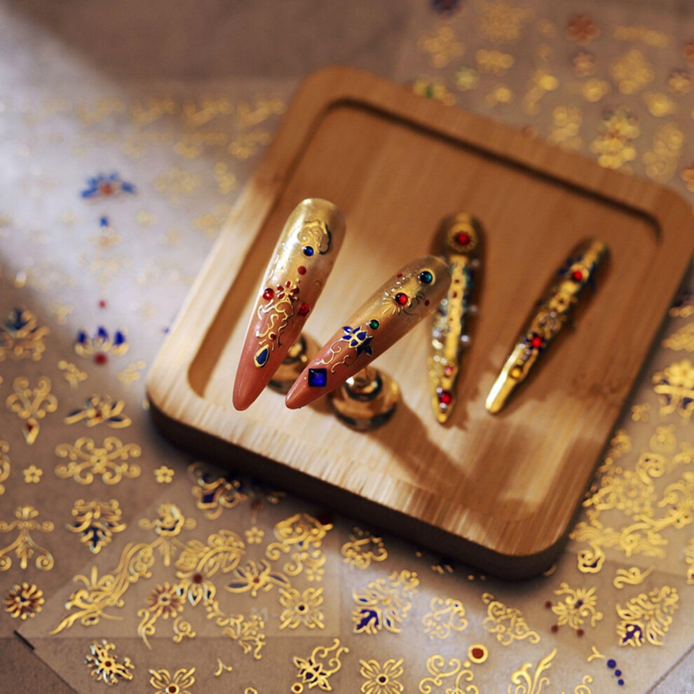 5D Embossed Nail Art Stickers with Luxurious Palace Patterns, Waterproof SelfAdhesive Decals