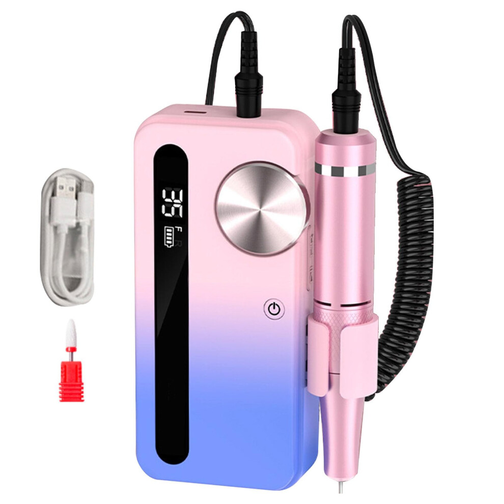 Cordless 2in1 Electric Nail File and Grinder, Rechargeable Low Noise Manicure Tool (Gradient Color)