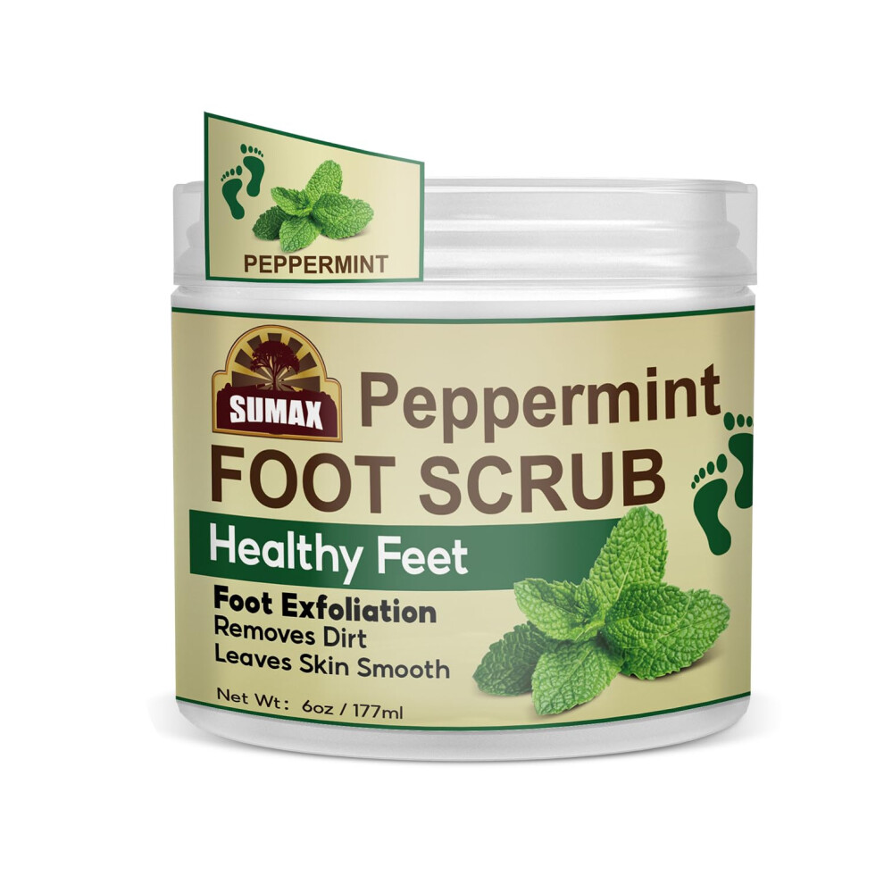 Foot Scrub for Dead Skin Removal with Peppermint and Tea Tree, Deep Salt Exfoliator 6oz