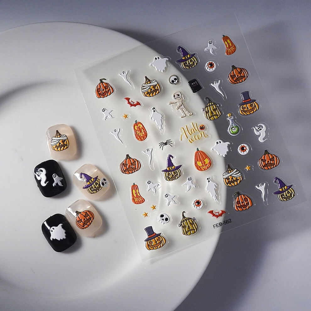 Halloween Nail Stickers 3D Ghost Pumpkin Decals SelfAdhesive Nail Art Decorations for Women