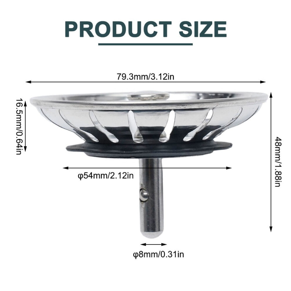 Mosiee Premium Stainless Steel Replacement Kitchen Sink Strainer Waste Drain Plug 80Mm 9017774479131