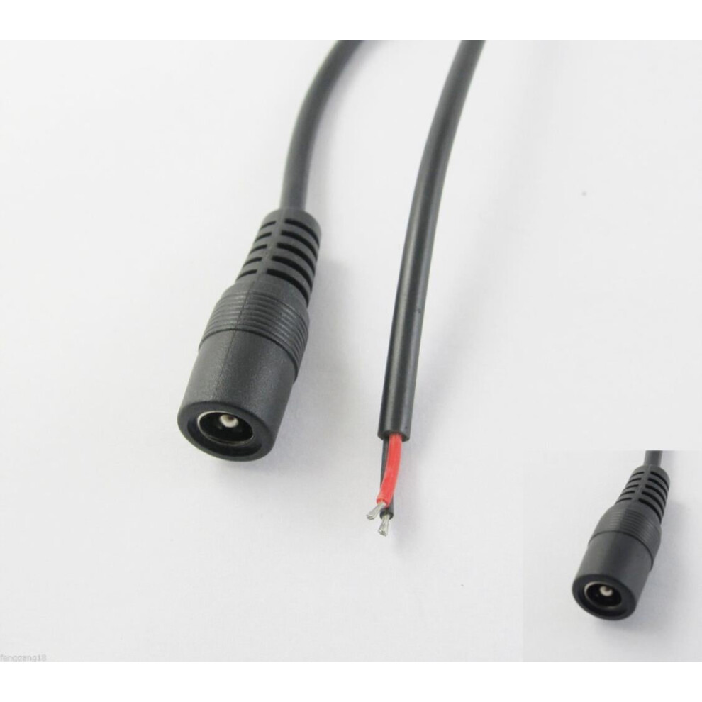 For 5Pcs Cctv Dc Power Plug Jack Connector 5.5 X2.1mm Female With Cord Cable Pigtail Wire 1M 9322103916400