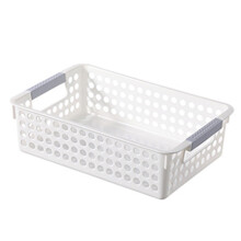 1Pcs Dirt Proof PP Storage Basket with Handle, Simple Design for Home, Office, Kitchen, Bathroom, Library - White