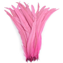 100pcs 25-40cm Wholesale Rooster Feathers Wedding Crafts DIY Natural Feather Handwork Party Plume Carnival Headwear Decoration Pink 35-40cm