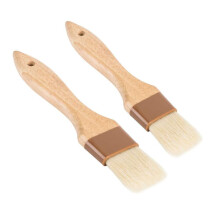 Set of 2 Pastry Brushes, Natural Boar Bristle 1-Inch and 1 1/2-Inch Width Brush