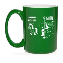Boss Superstar Unicorn Funny Ceramic Coffee Mug Tea Cup Gift for Her, Gift For Boss (15oz Green)