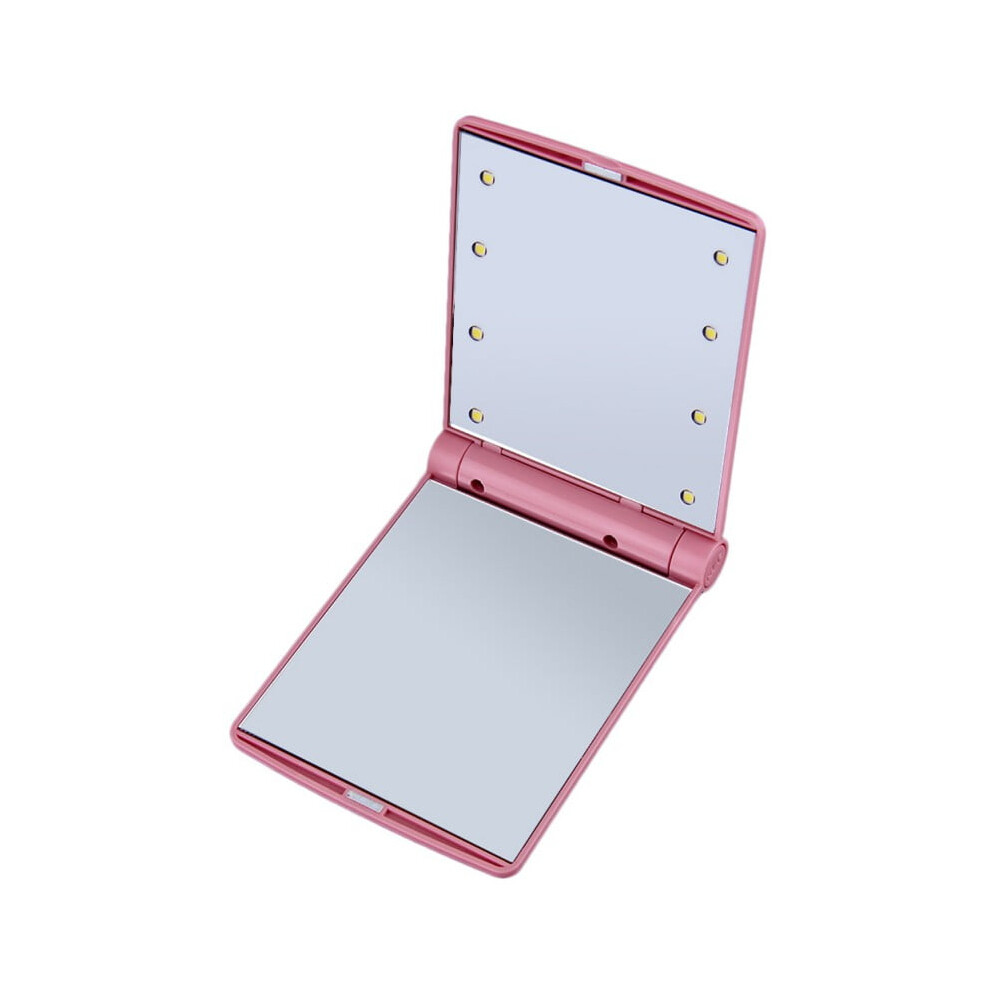 Black/White/Pink Feiona Mini 8 Led Lights Mirror Makeup Cosmetic Lamps Folding Compact Pocket Mirror