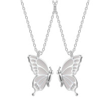 Welling 2Pcs Friendship Necklace Set - Adjustable Butterfly Pendant, Bright Luster, BFF Sister Gift, Anniversary, Compatible with All Outfits