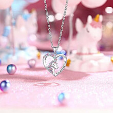 You are magical unicorn heart pendant chain necklace kids girl jewelry gift