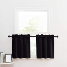 Poaug Solid Color Blackout Curtains, High Precision Through The Rod, Short Kitchen Coffee Shop Shade, Compatible with American Decor