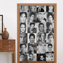 Damon Salvatore Door Curtain for Doorway, Pattern Print Blackout Privacy Window Curtain, Room Divider Curtain Tapestry Home Decor, 34" W X 56" L