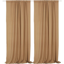 9.5 Feet x 10 Feet Gold Brown Photography Backdrop Drapes, Thick Polyester Window Curtain for Wedding Party
