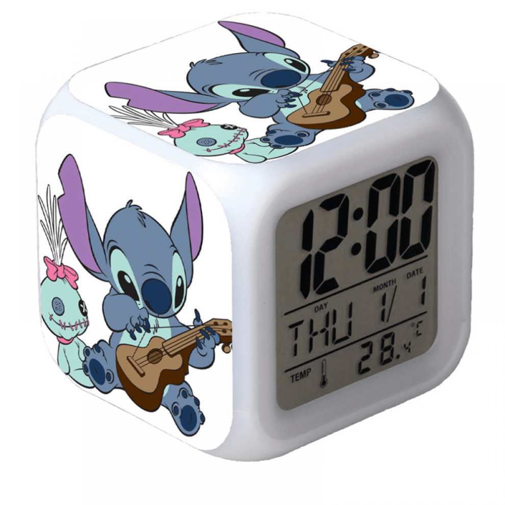 Hanntaoo Digital Alarm Clock For Kids, Cartoon Stitch Led Color Changing Wake Up Clock With Thermometer & Night Gift For Boys Girls A93-1895 Light