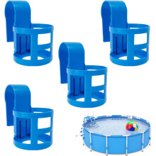 Poolside Cup Holders for Above Ground Pools, Compatible with 2" or Less Round Top Bars - Durable, No-Spill, Easy Clip-On Design