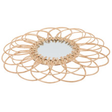 Wall Hanging Mirror Cosmetic Adornment Rattan Glass Asymmetrical White Makeup Vanity
