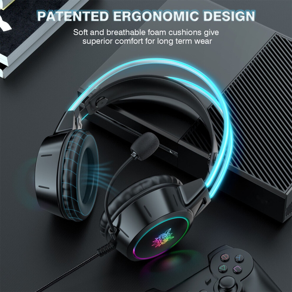 X15pro Professional Gaming Headset Surround Sound Music Headset With Microphone Rgb 3.5 Mm Wired Headset For Pc Xbox Ps4 9338982133722