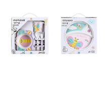 Creative New Bamboo Fiber Children's Dinnerware Set Five Piece Set Preschool Baby Butterfly.Gift.Box Five.piece.set.with.box