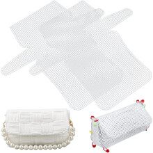 6Pcs 13x14 Inch DIY Plastic Mesh Canvas Sheets for Craft Needlepoint, Embroidery, Crochet Bag Making, Compatible with Acrylic Yarn Knit Projects