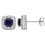 Created Blue and White Sapphire Sterling Silver Halo Stud Earrings 1