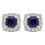 Created Blue and White Sapphire Sterling Silver Halo Stud Earrings 2
