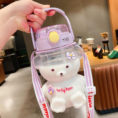 Large Water Bottle Bear Shape With Adjustable Strap, 40 Oz 2
