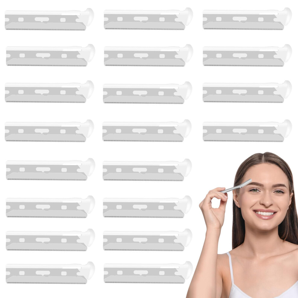 Stainless Steel Dermaplaning Facial Razor Replacement Blades 20 Pack, Smooth Skin for Tweezerman