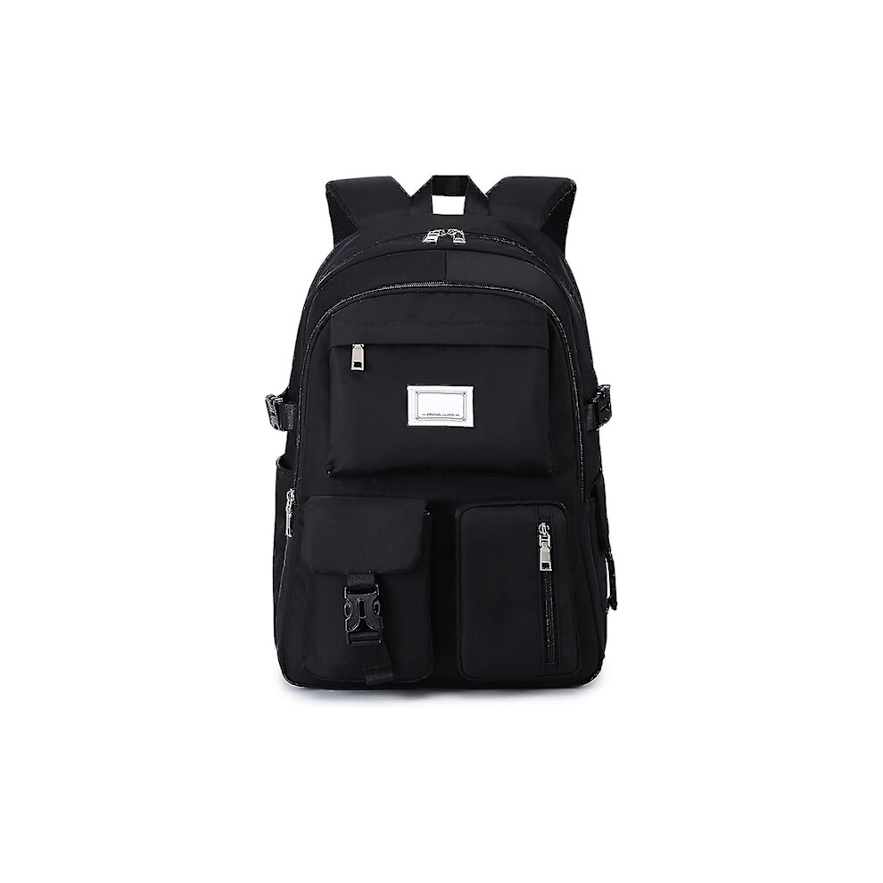 School Bags for Girls Large Capacity Backpack High School Multi-Pocket Backpack Waterproof School Backpack Black