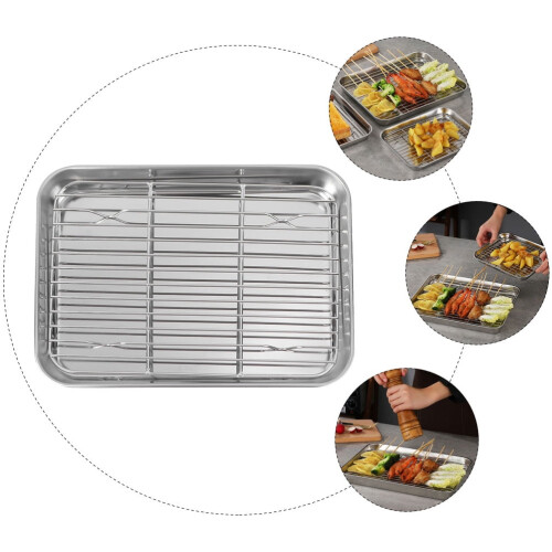 Baking Pans Roasting Stainless Steel Grill Grate Restaurant Bakeware Tray 2