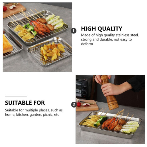 Baking Pans Roasting Stainless Steel Grill Grate Restaurant Bakeware Tray 1