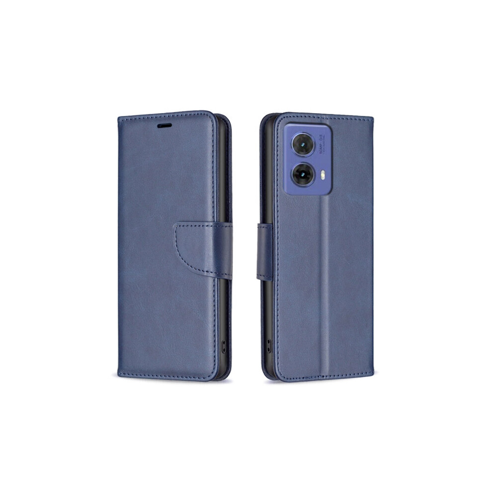 Motorola Moto G85 Case In Lambskin Texture - Pure Color Flip Cover Blue 9085618229549