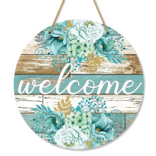 Welcome Winter Pine Branches Door Sign, Berry Vine Flower Wood Hanger Outdoor Porch Decor, Christmas Garland Wreath Wall Hanging - 8.7 inch