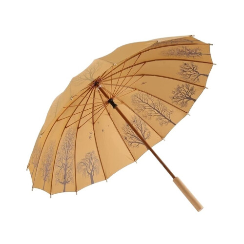 Extra Large Golf Umbrella with Bamboo Handle for Rain and Sun, Durable Wind Resistant