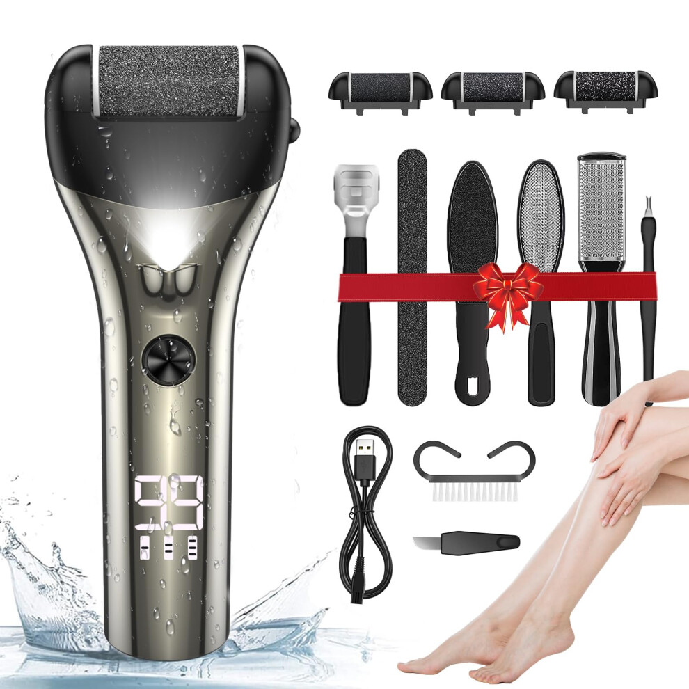Rechargeable Electric Callus Remover for Feet with 3 Speeds LED Display and Quartz Sand Rollers