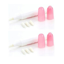 2pcs Pink Refillable Nail Polish Corrector Pen with Precision Cleanup Tips and Replacement Heads