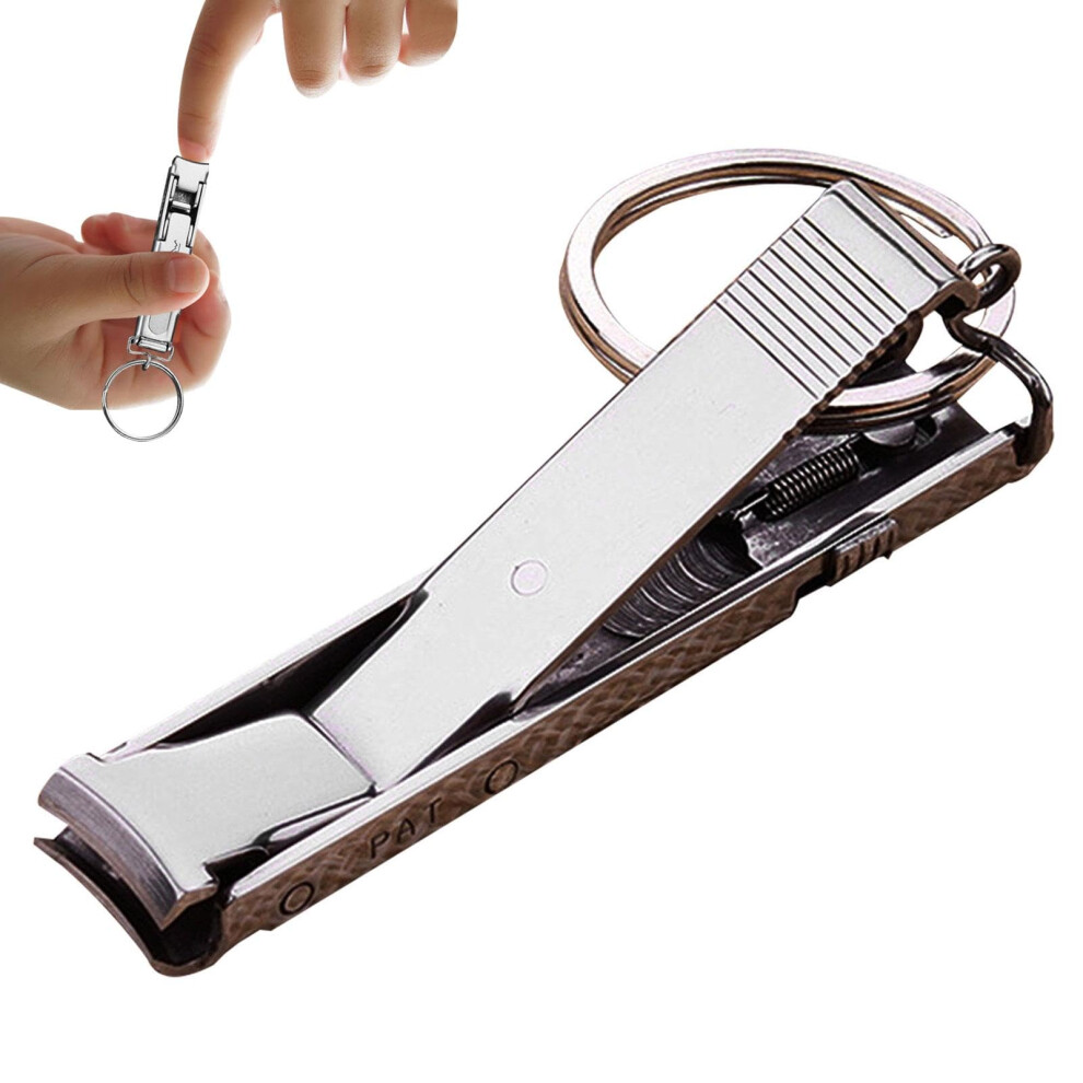 Stainless Steel Wide Jaw Nail Clippers for Thick Nails with Foldable Design and Nail File