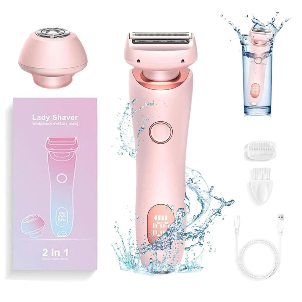 2 in 1 Waterproof Electric Shaver for Women with Bikini Trimmer, Gentle SkinFriendly Razor