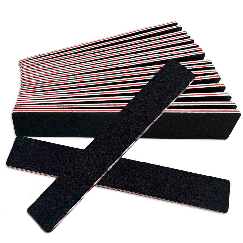 Black Nail Files 12 Pack 100/180 Grit Double Sided Emery Board For Acrylic And Natural Nails Reusable