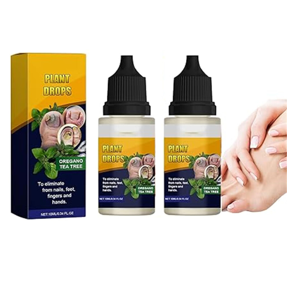 Tea Tree Oregano Nail Care Oil Set with Precise Dropper for Cuticle Smoothing, 10ml x2