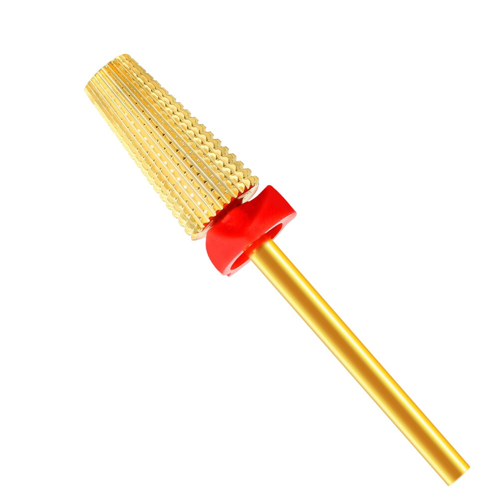 Tungsten Nail Drill Bit 5 in 1 Carbide 3/32' Fine Grit Gold for Acrylic Gel Removal and Cuticle Shaping